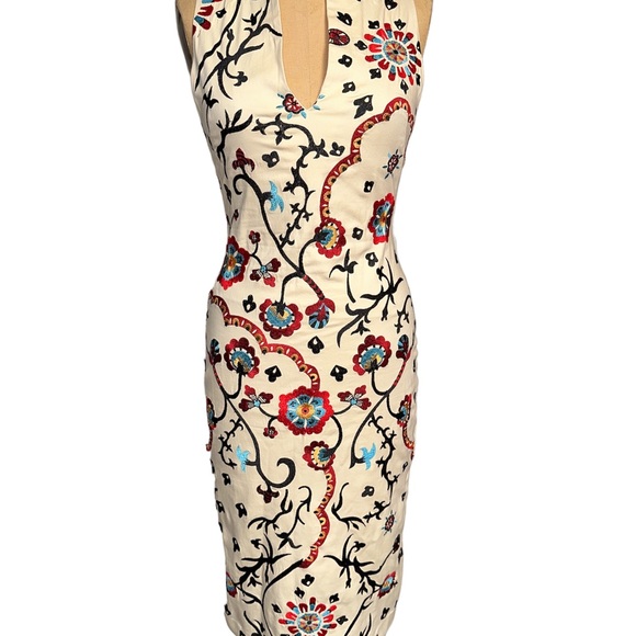 Alice & Olivia Jacki Embroidered Sheath MIDI Dress Jacket 2 Piece Set Size 2 - Picture 4 of 9